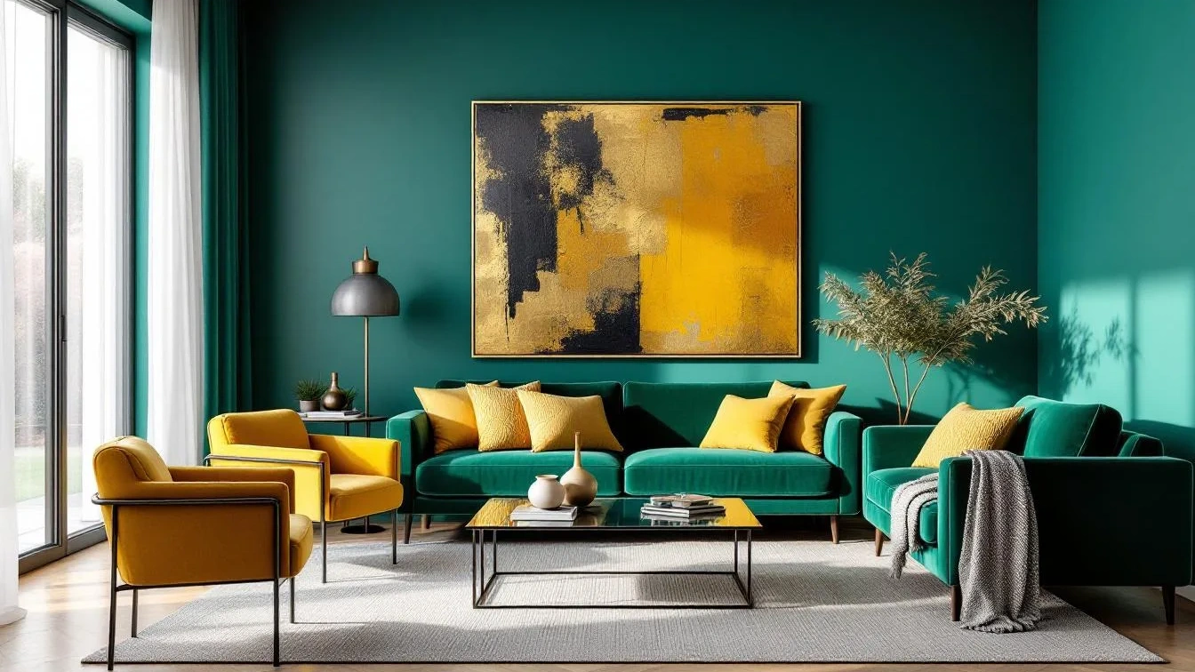 Nem branco nem bege, estas cores transformam a sala de estar moderna