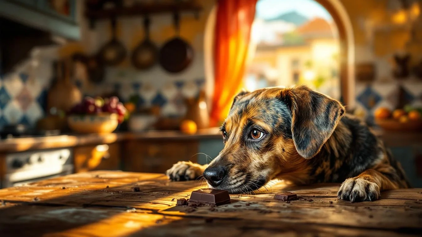 Porque até pequenas quantidades de chocolate são tóxicas para cães